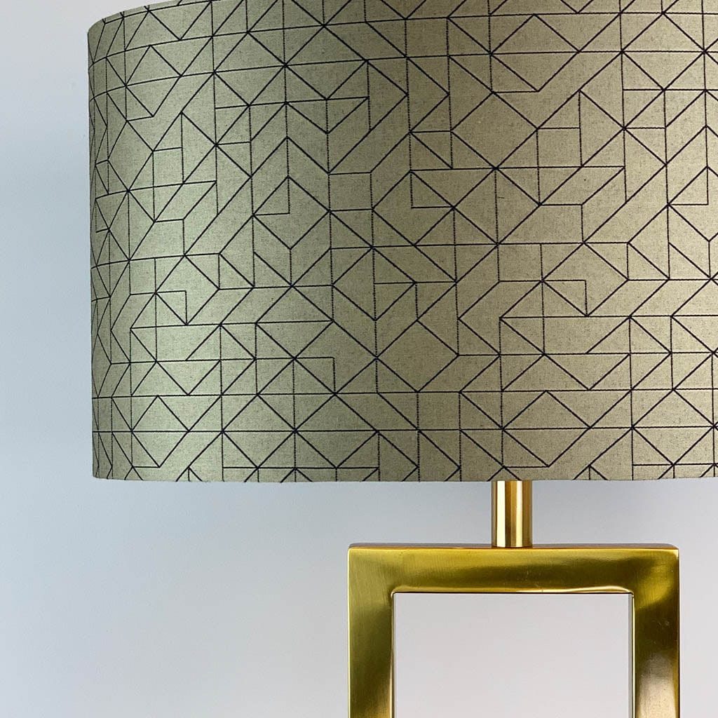 Fitzroy Gold Table Lamp with Gold & Black Geo Oval Shade