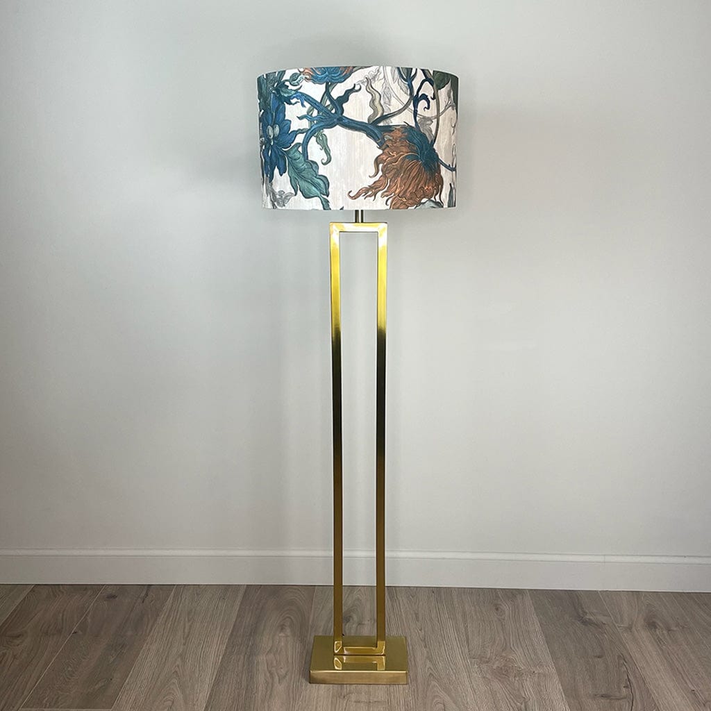 Fitzroy Gold Floor Lamp with Timorous Beasties Epic Botanic Lampshade