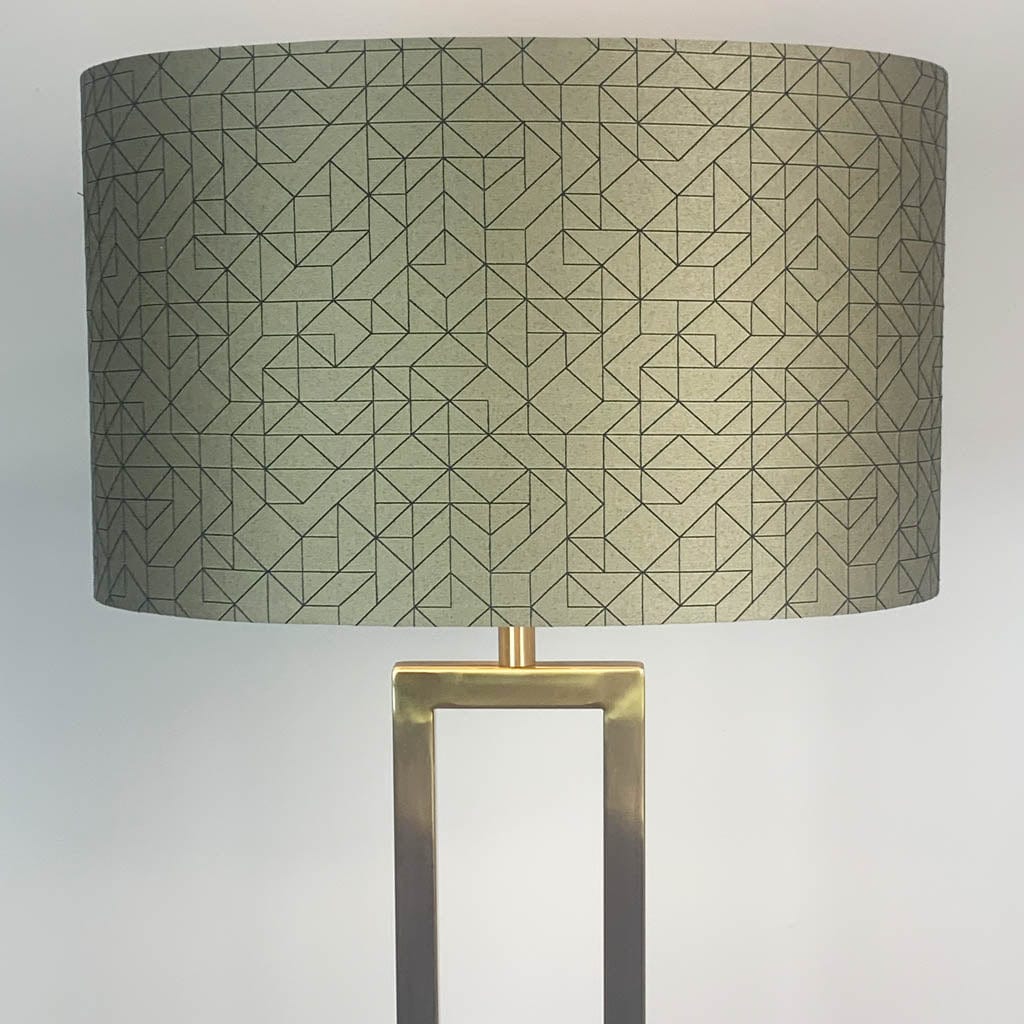 Fitzroy Gold Floor Lamp with Gold & Black Geo Oval Shade