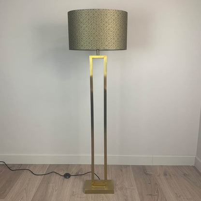 Fitzroy Gold Floor Lamp with Gold & Black Geo Oval Shade