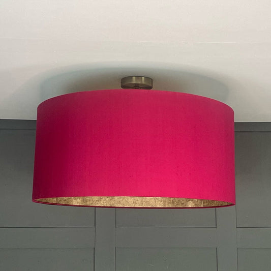 Fuchsia Pink Electrified Shade Lined with Anthology Marble Wallpaper