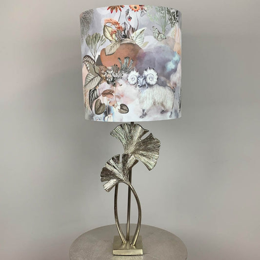 Gingko Champagne Metal Tall Leaf Table Lamp with Arte Moooi Memento Dawn Shade