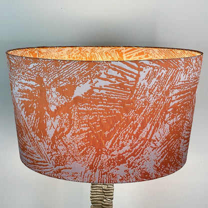 Opulent Gold Paperbark Floor Lamp with Fossil Terracotta Oval Shade