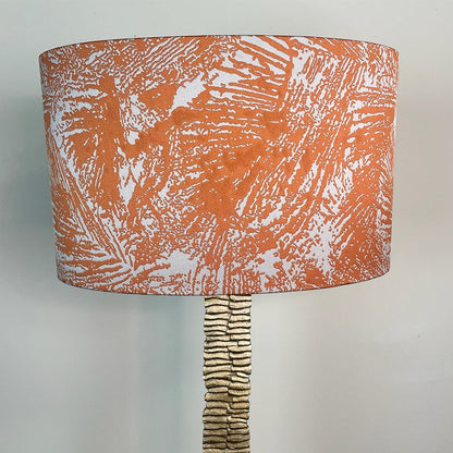 Opulent Gold Paperbark Floor Lamp with Fossil Terracotta Oval Shade