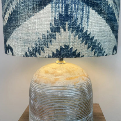 Grey Engraved Dome Table Lamp with Santa Cruz Indigo