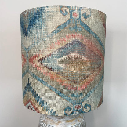 Grey Engraved Dome Table Lamp with Santa Cruz Teal