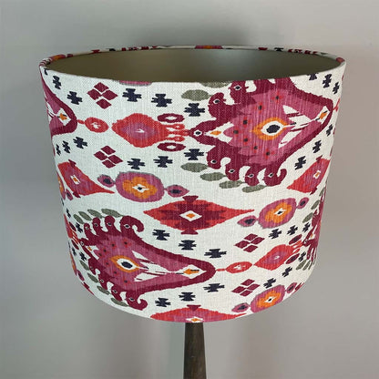 Grey Mango Wood Floor Lamp with Boho Begonia Ikat Lampshade