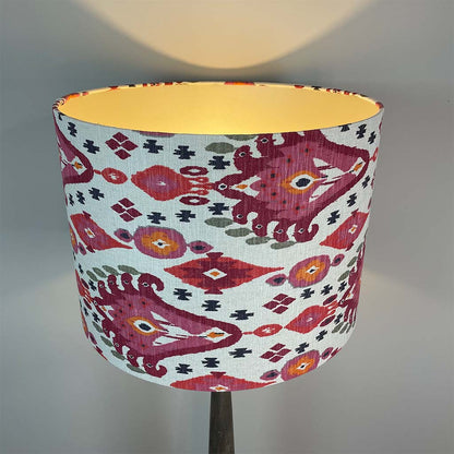 Grey Mango Wood Floor Lamp with Boho Begonia Ikat Lampshade