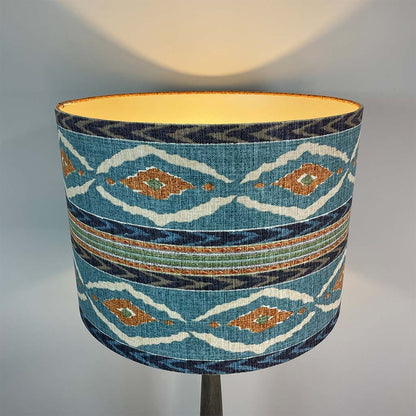 Grey Mango Wood Floor Lamp with Seafoam Ikat Shade