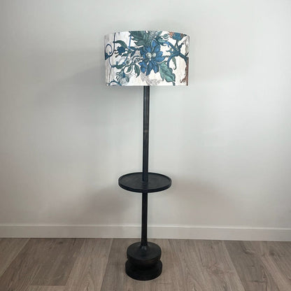 Hemi Dark Wash Wood Floor Lamp with Timorous Beasties Epic Botanic Lampshade