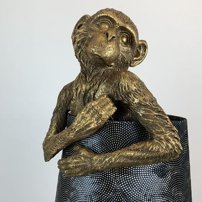 Hugo Monkey Brass Table Lamp & Pangolin Sapphire Shade