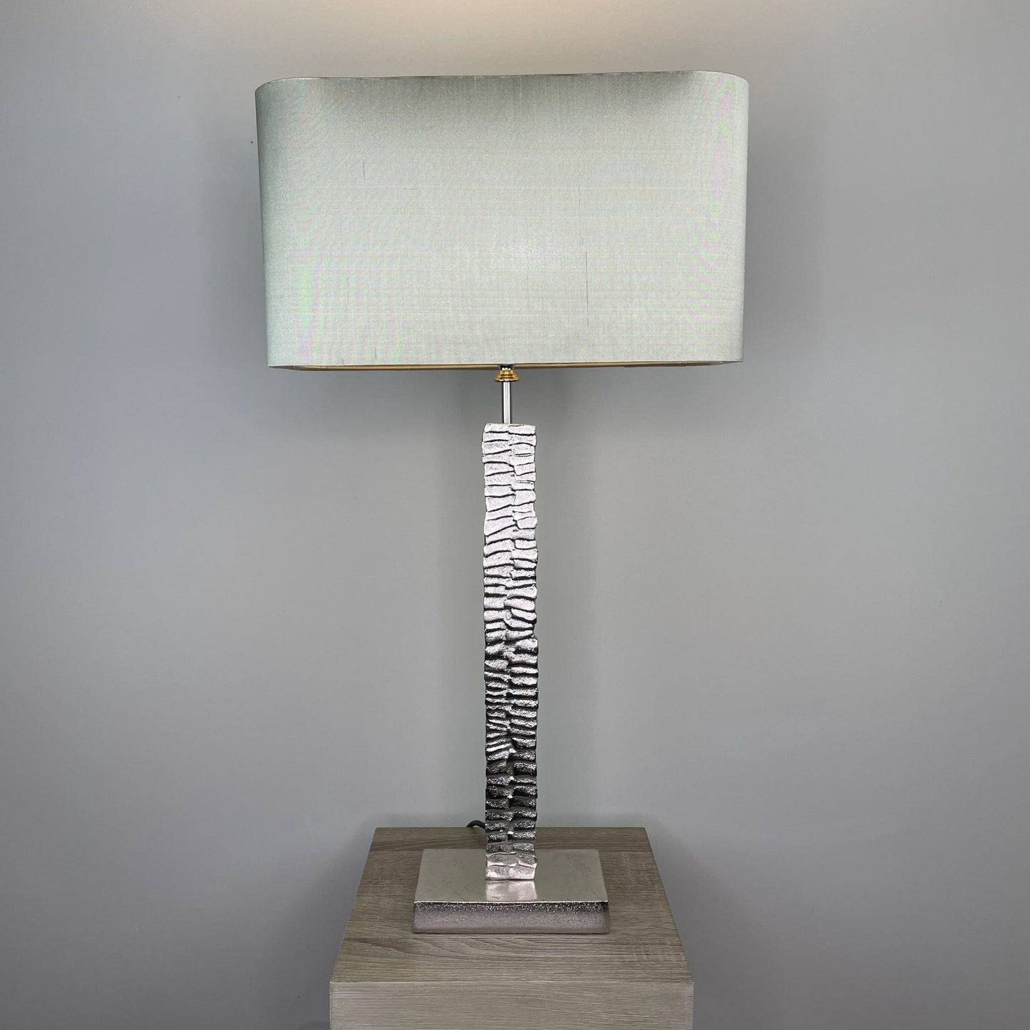 Paperbark Small Luxuriant Silver Table Lamp with Choice of Rectangle Shade