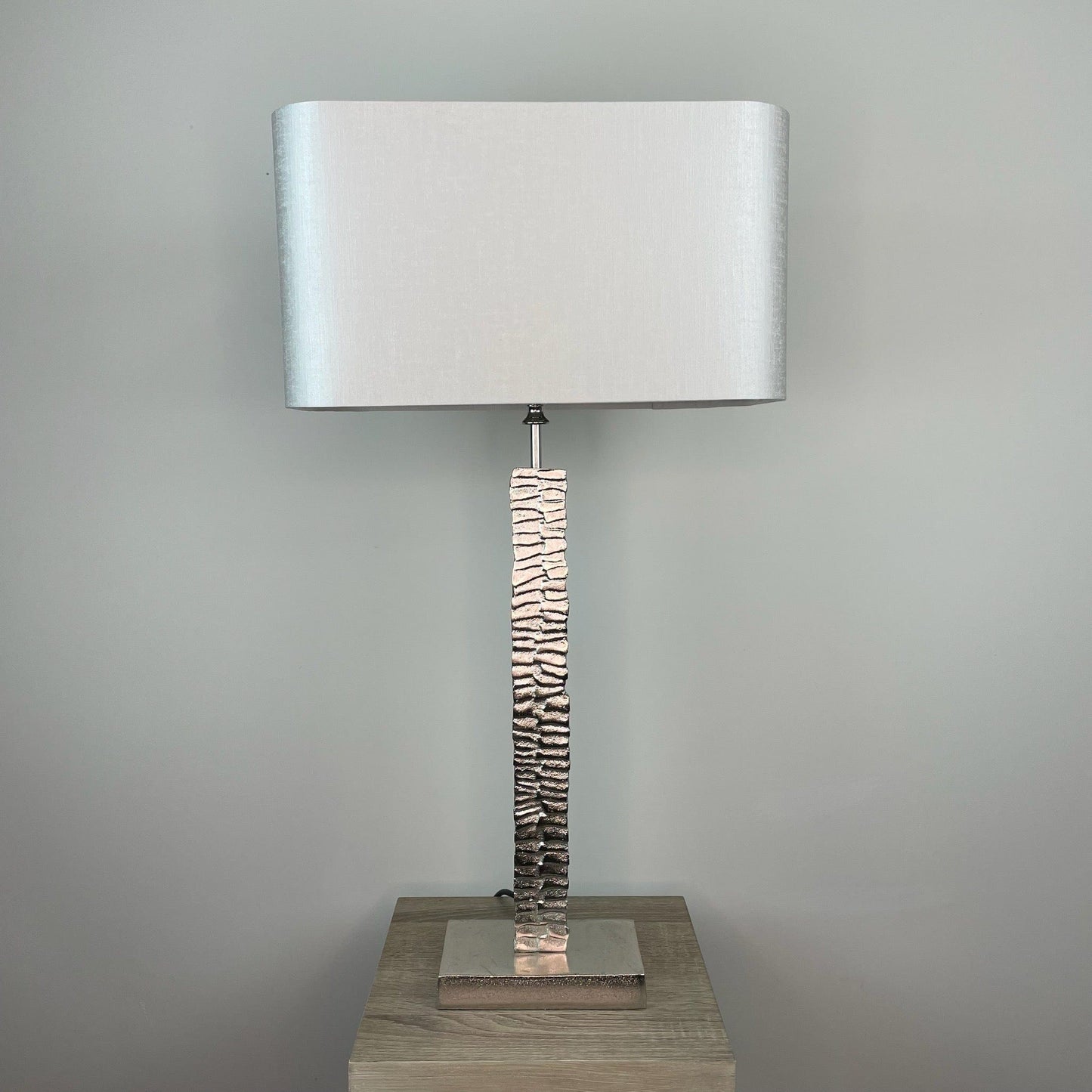 Paperbark Small Luxuriant Silver Table Lamp with Choice of Rectangle Shade