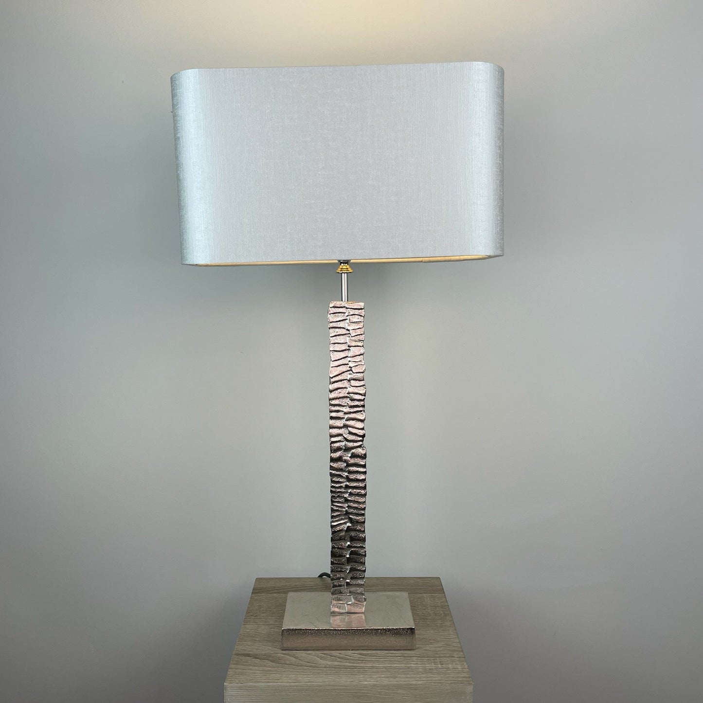 Paperbark Small Luxuriant Silver Table Lamp with Choice of Rectangle Shade