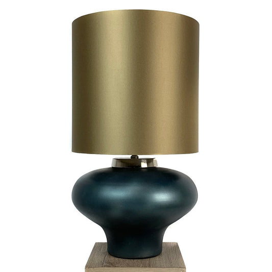 Rugari Enamel Malibu Finish Glass Table Lamp with Gothic Olive Shade