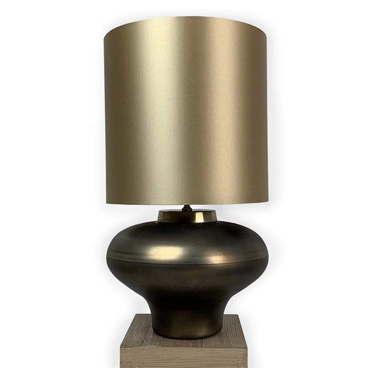 Rugari Enamel Black Onyx Finish Glass Table Lamp with Truffle Desert Shade