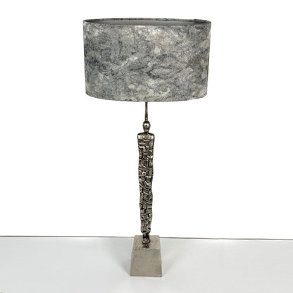 Shaman Nickel Table Lamp with Dynamic Quartz Shade