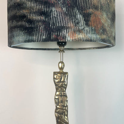 Shaman Antique Brass Table Lamp with Iguana Oval Lampshade