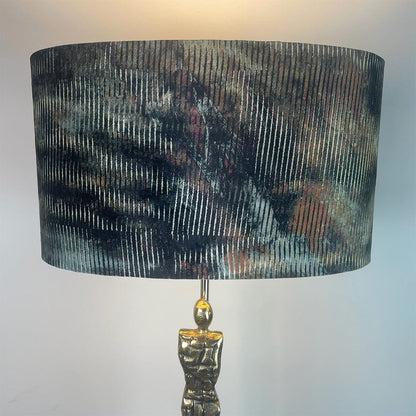 Shaman Antique Brass Table Lamp with Iguana Oval Lampshade