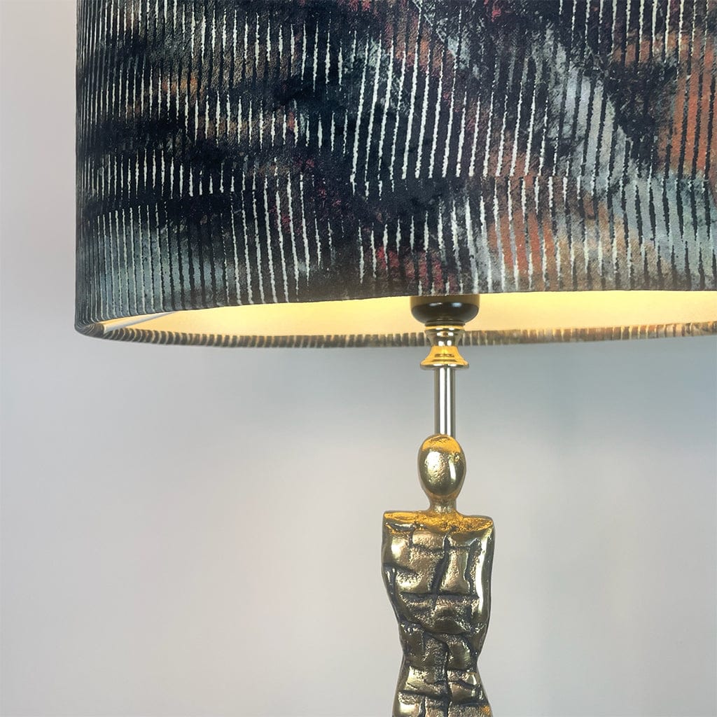 Shaman Antique Brass Table Lamp with Iguana Oval Lampshade