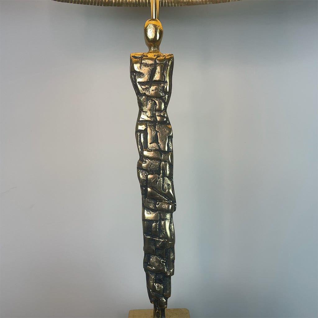 Shaman Antique Brass Table Lamp with Iguana Oval Lampshade