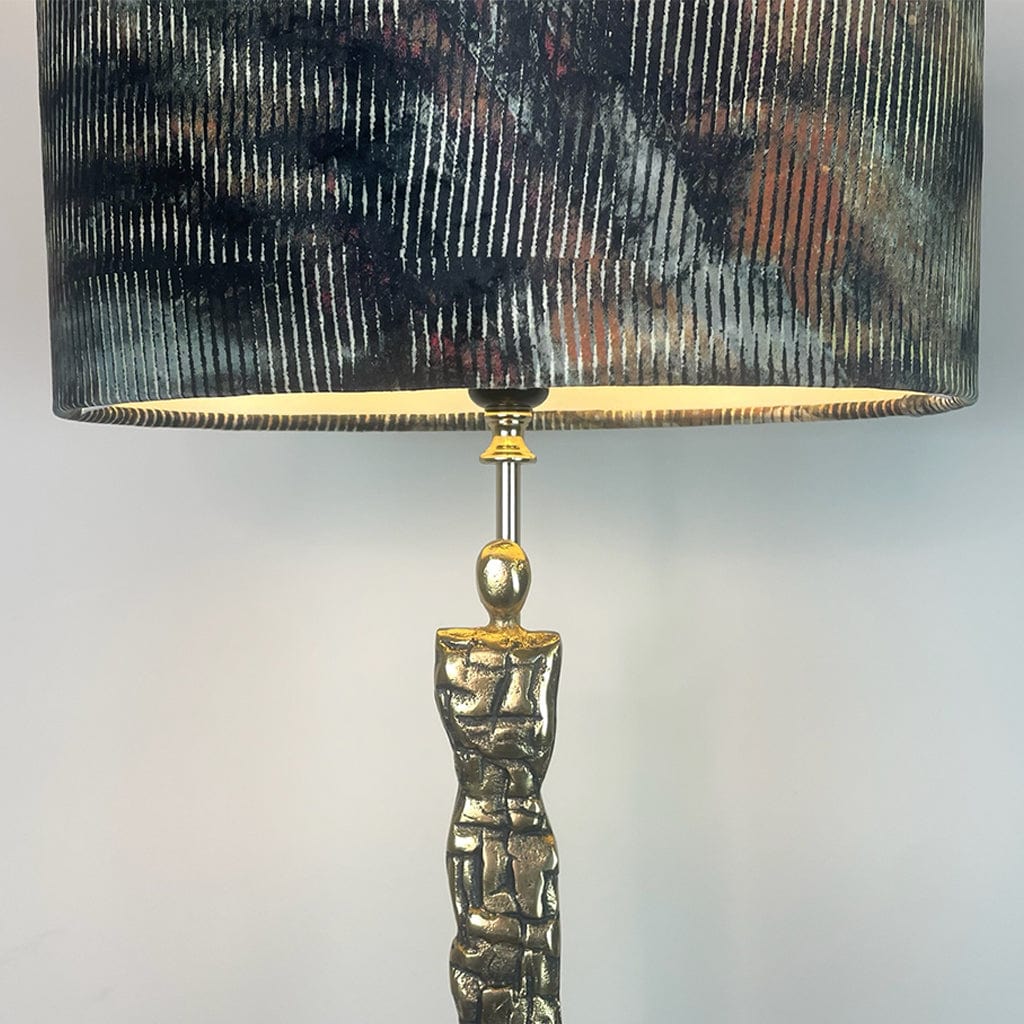 Shaman Antique Brass Table Lamp with Iguana Oval Lampshade