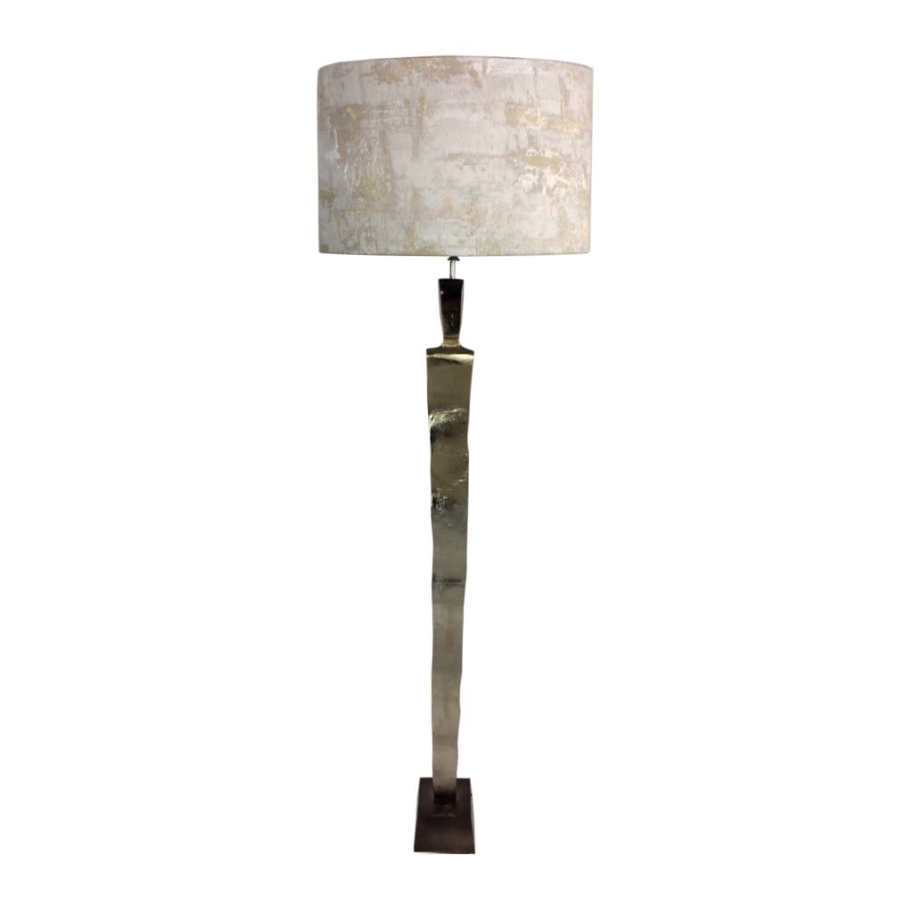 Totem Nickel & Champagne Floor Lamp with Hazel 1 Shade