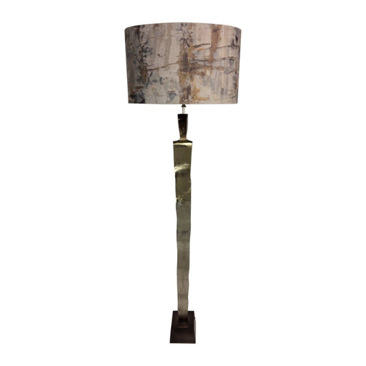 Totem Nickel & Champagne Floor Lamp with Hazel 2 Shade