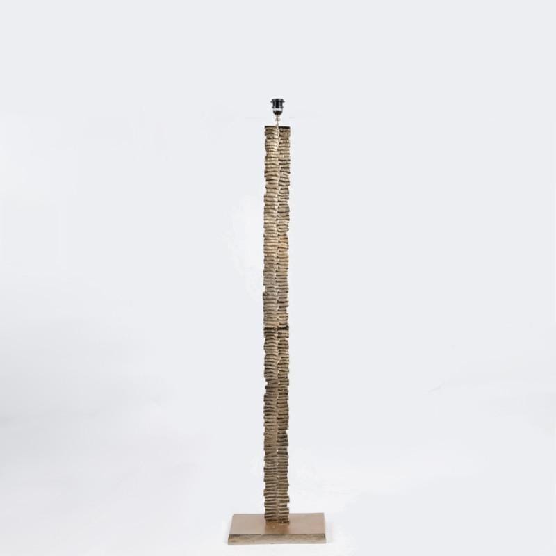 Opulent Gold Paperbark Floor Lamp with Fossil Terracotta Oval Shade