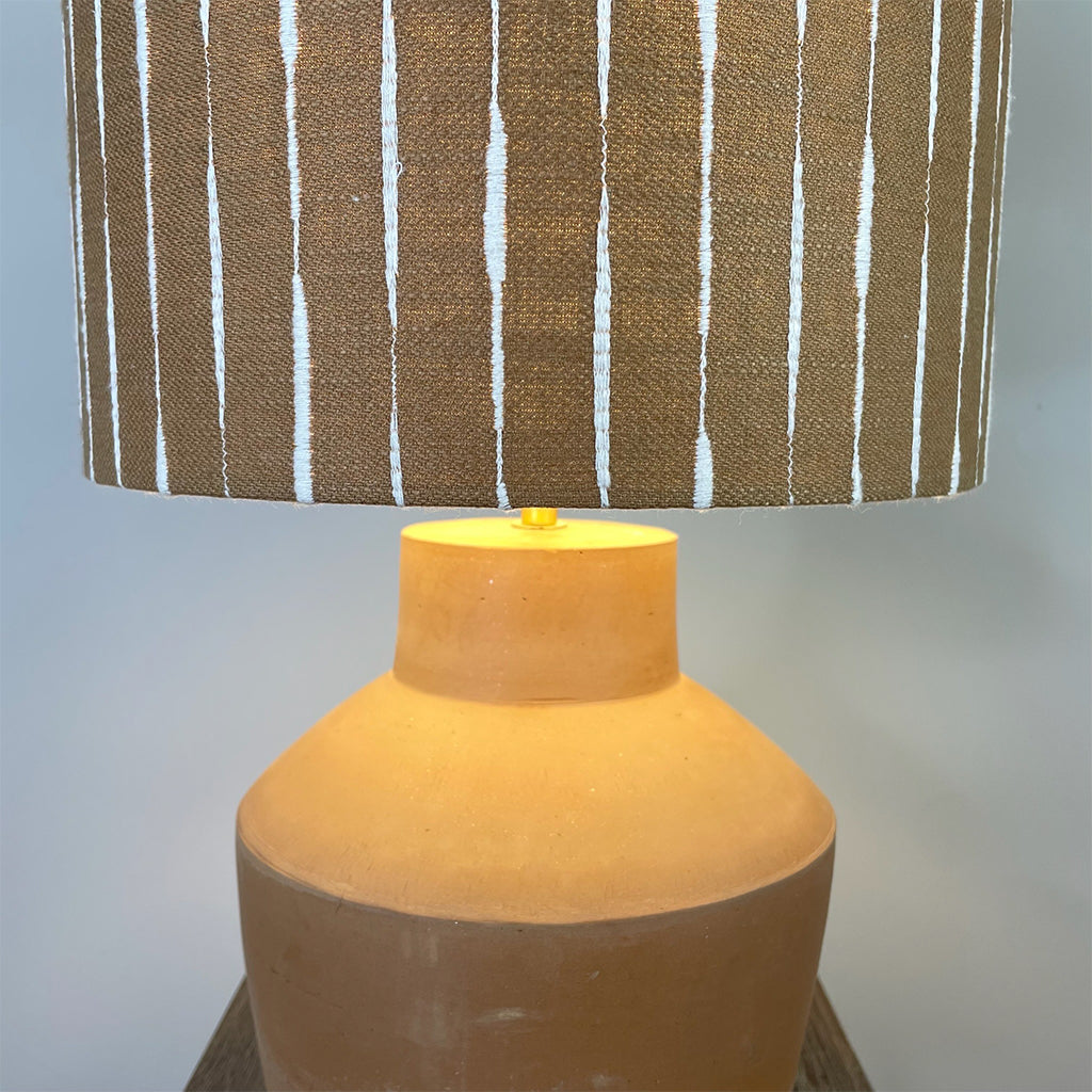 Inna Natural Urn Terracota Table Lamp with Luis Desert Lampshade