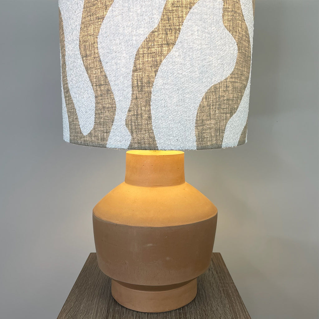 Inna Natural Urn Terracota Table Lamp with Sigrid Birch Lampshade