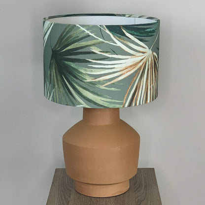 Inna Natural Urn Terracotta Table Lamp with Azumi Eden Lampshade