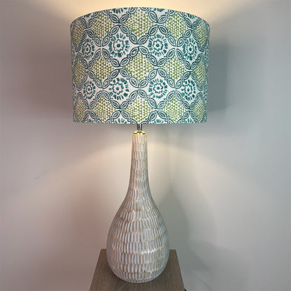 Ioan Grey Engraved Table Lamp with Stardust Opal Lampshade