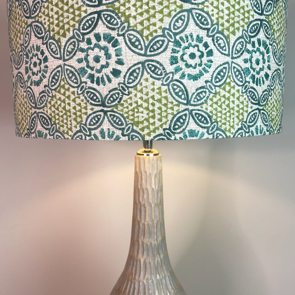 Ioan Grey Engraved Table Lamp with Stardust Opal Lampshade