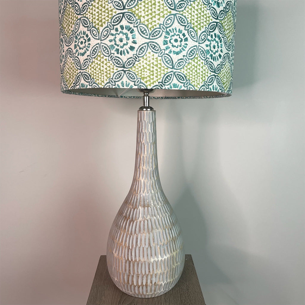 Ioan Grey Engraved Table Lamp with Stardust Opal Lampshade