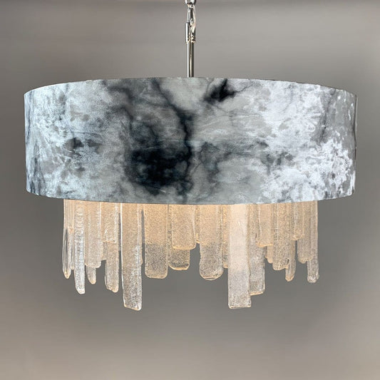 Lucerne Hand Cut Glass Ceiling Pendant and Carrara Marble Shade