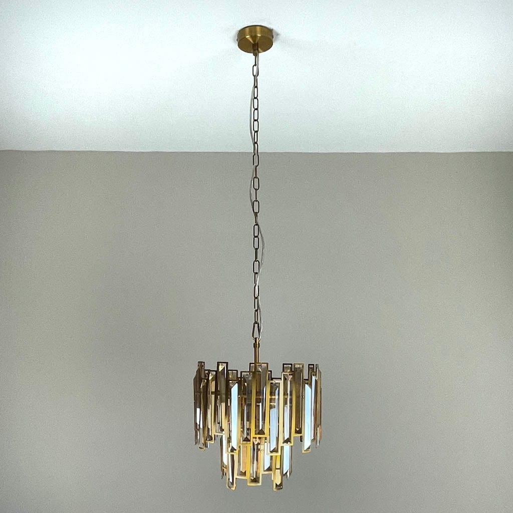 Cleo 6 Light Pendant with Amber Glass