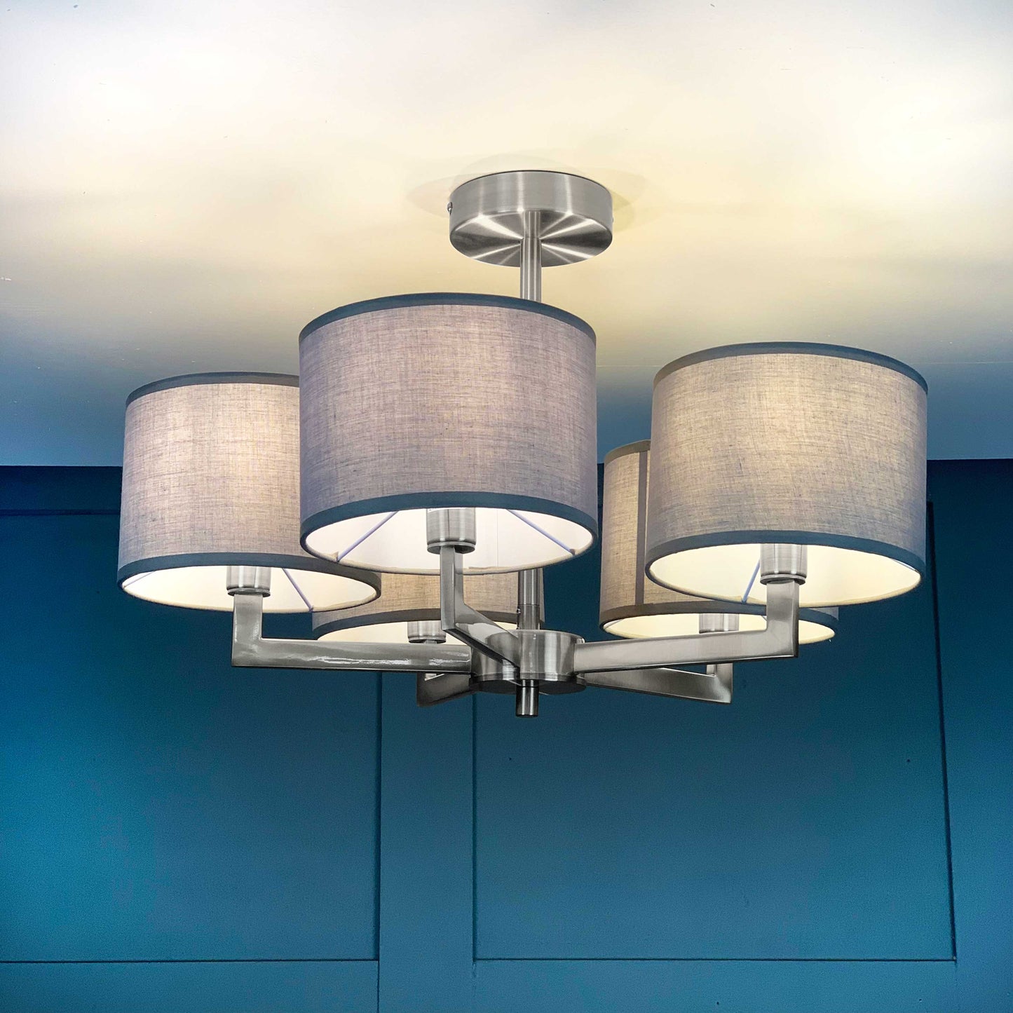 Hallburn Brushed Steel 5 Light Ceiling Fitting