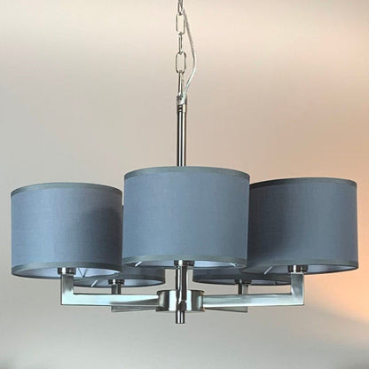 Hallburn Brushed Steel 5 Light Chandelier White