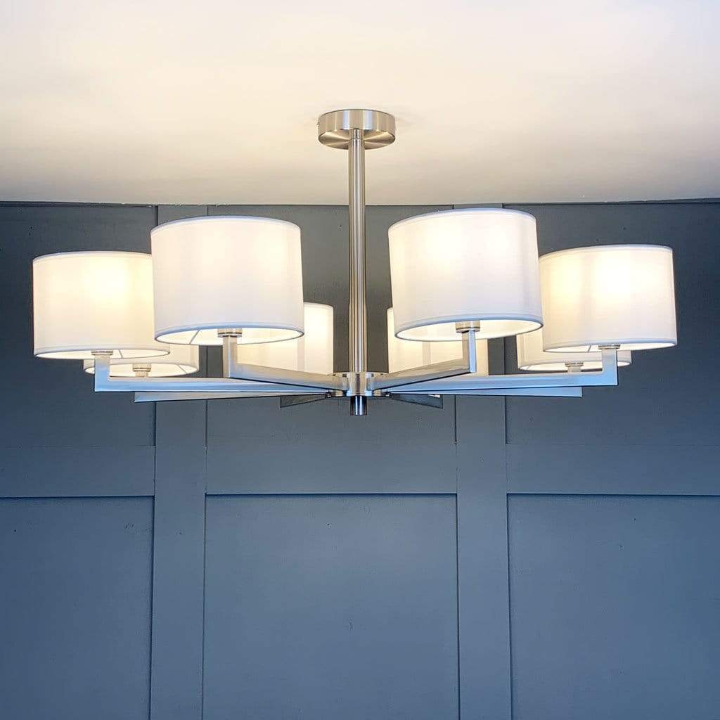 Hallburn Large Brushed Steel 8 Light Ceiling Fitting