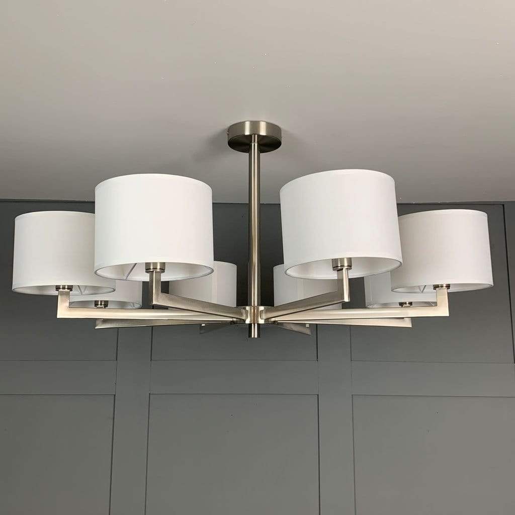 Hallburn Large Brushed Steel 8 Light Ceiling Fitting