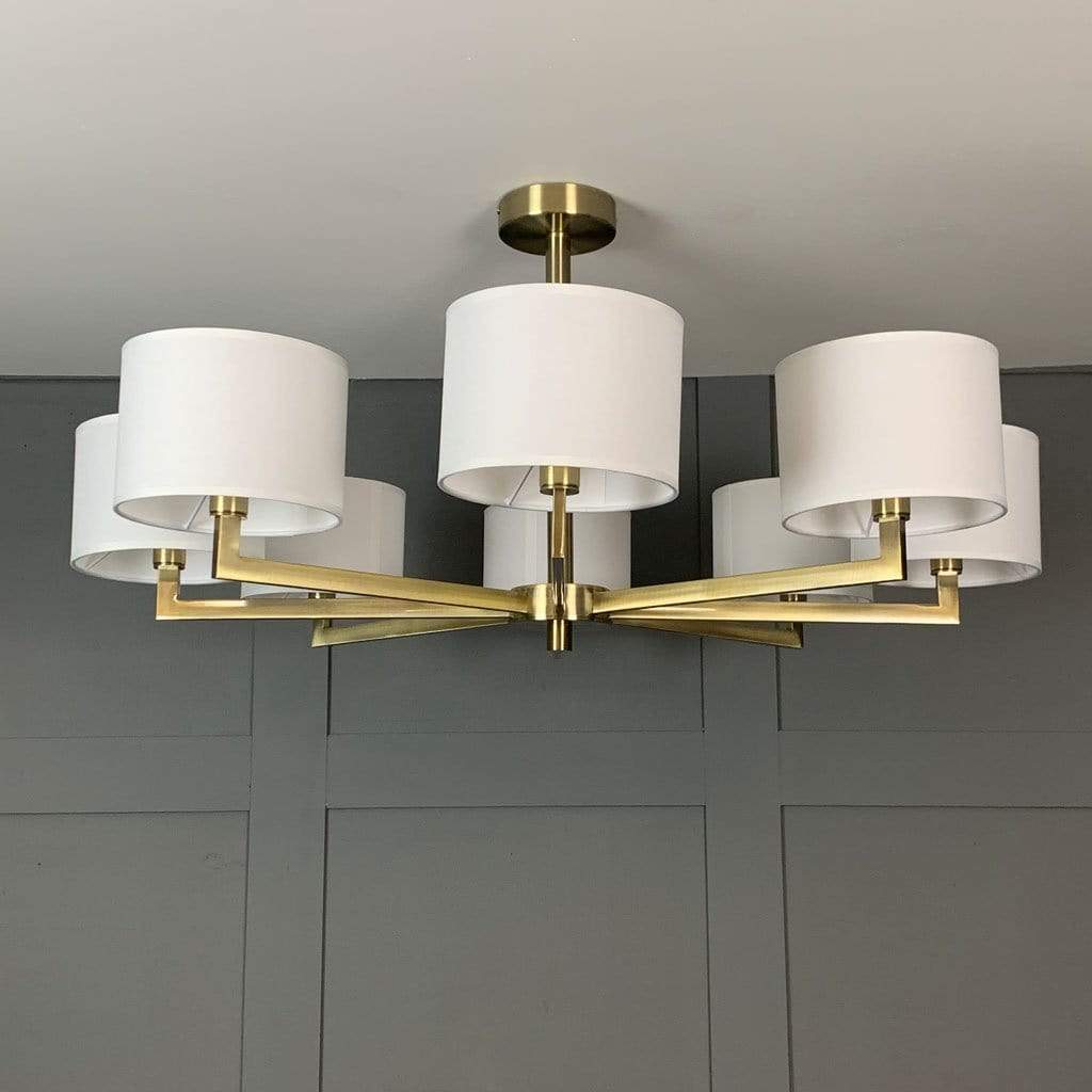 Hallburn Large Antique Brass 8 Light Ceiling Fitting