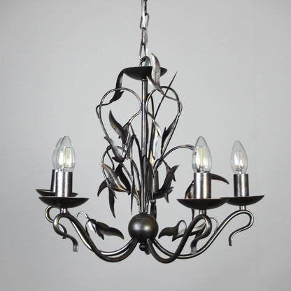 Eden 5 Light Antique Silver Foliage Chandelier