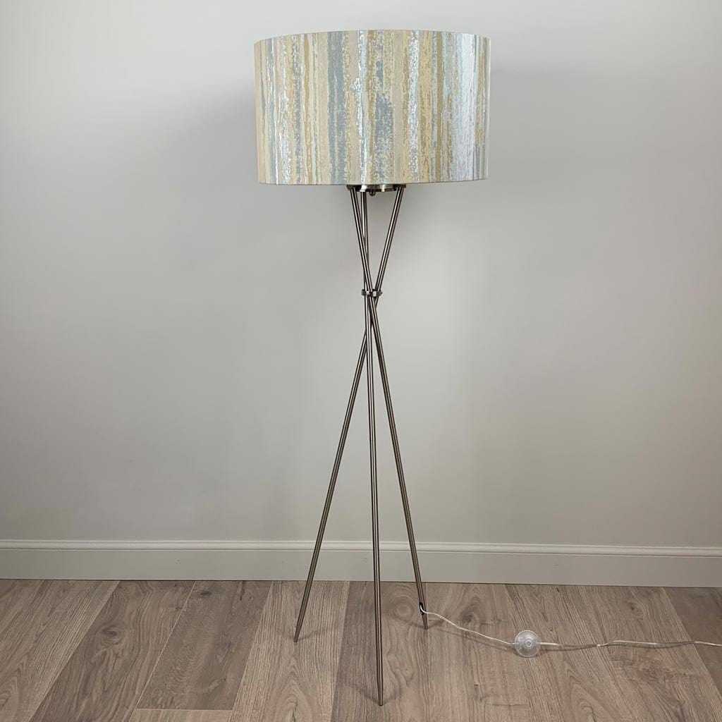 Brushed Steel Brondby Floor Lamp with Seascape Desert Shade