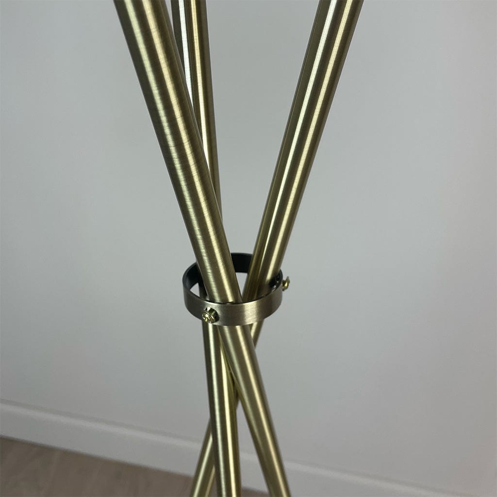 Antique Brass Brondby Floor Lamp with Santana Seafoam Drum Shade