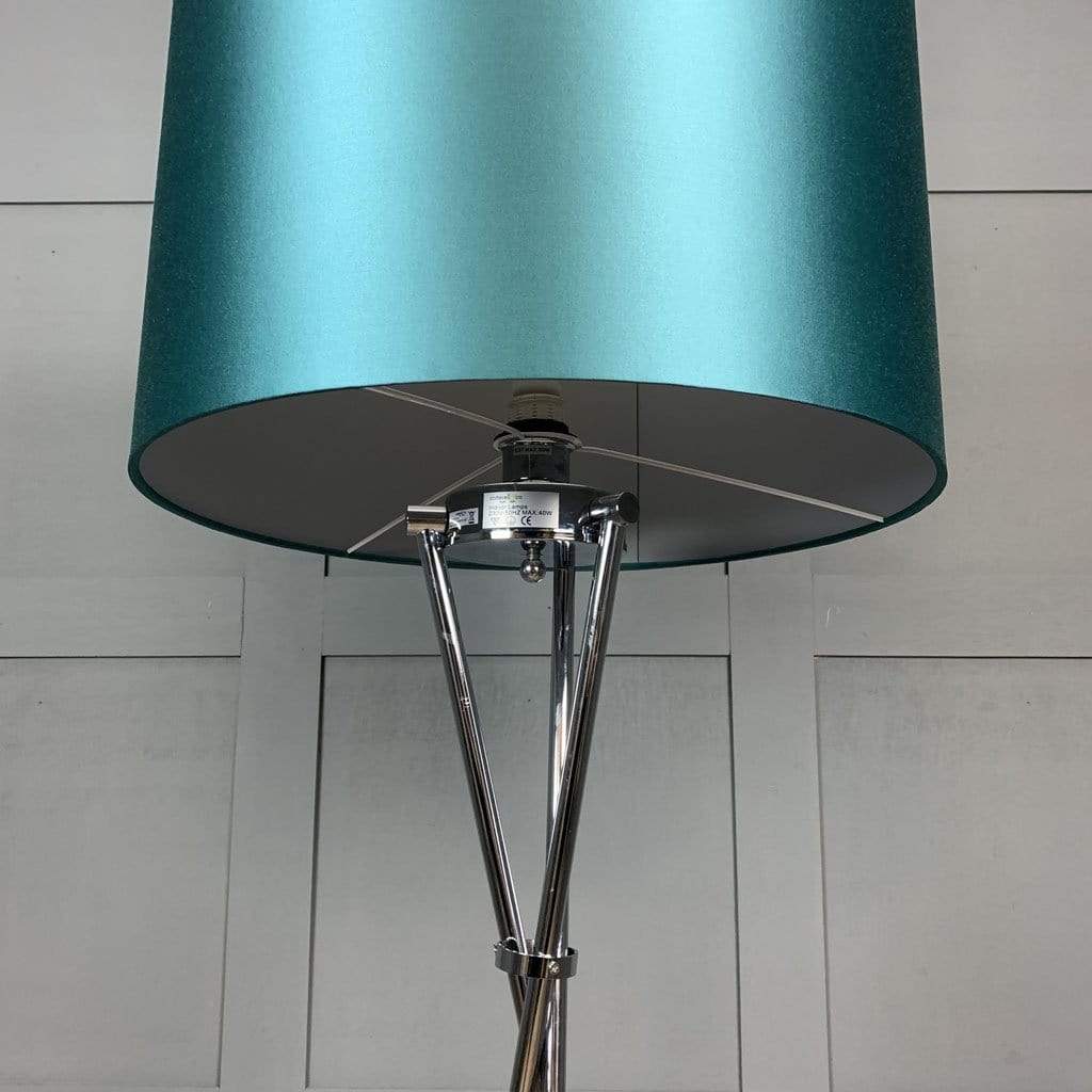 Brondby Tripod Floor Lamp Polished Chrome with Teal Shade