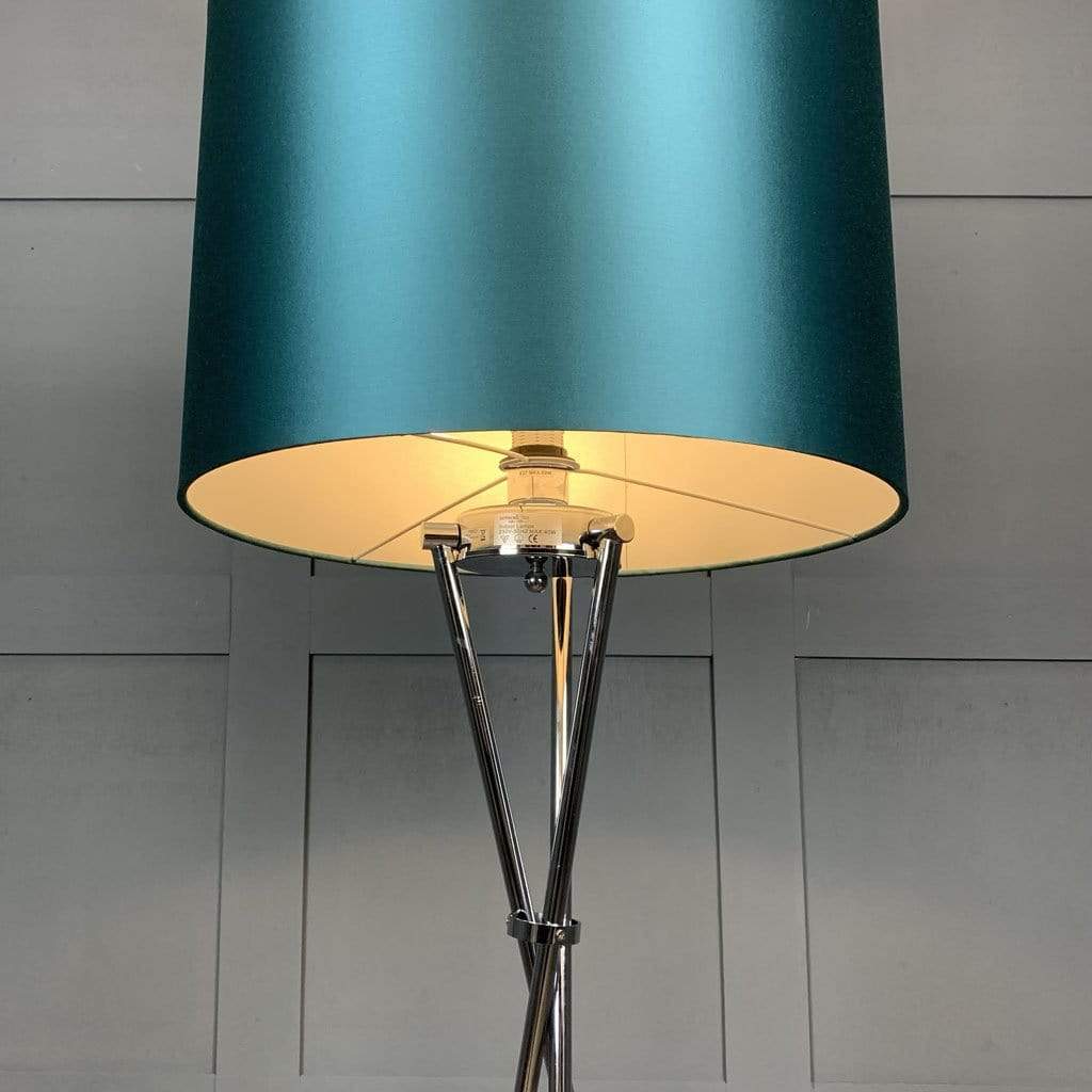 Brondby Tripod Floor Lamp Polished Chrome with Teal Shade