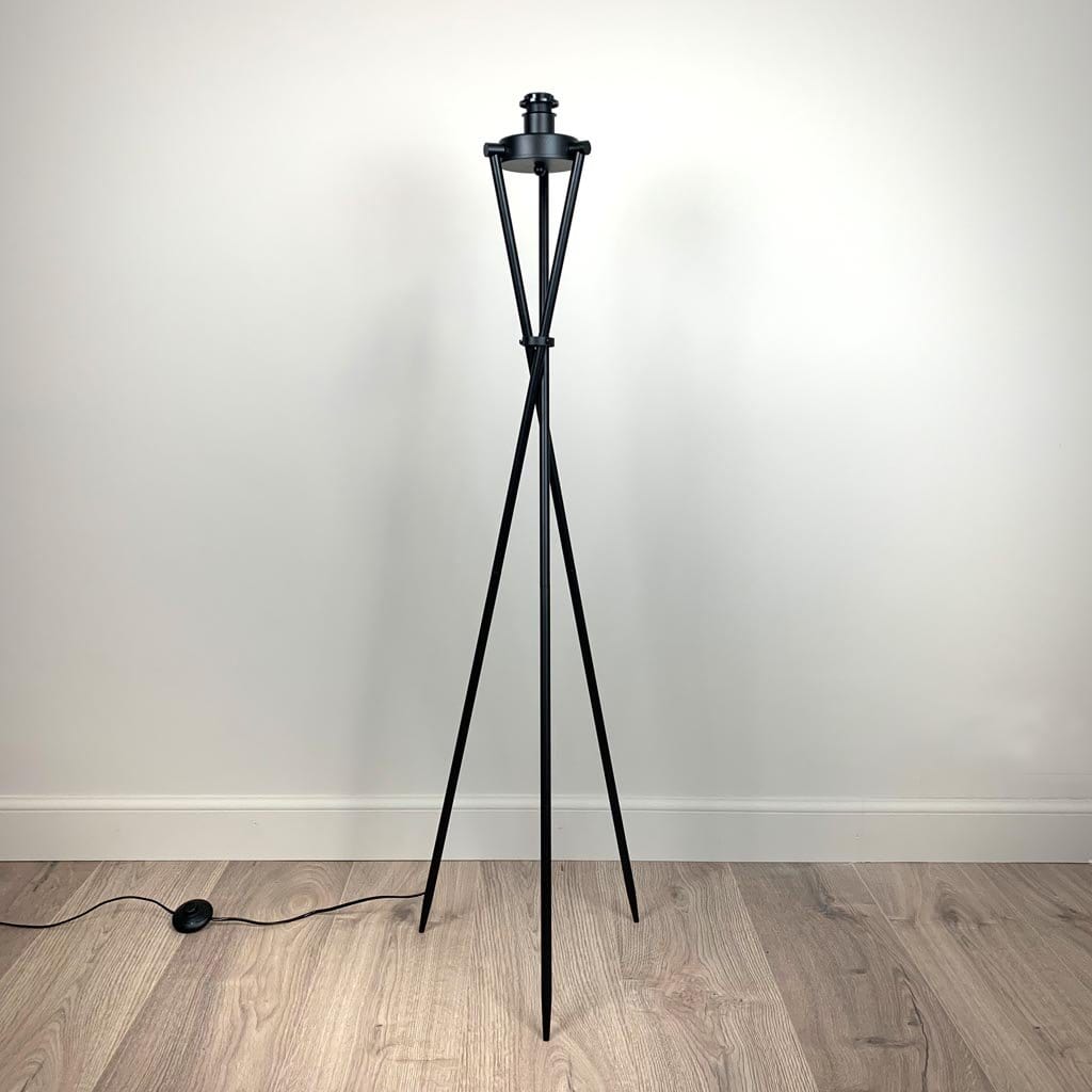 Black Brondby Tripod Floor Lamp with Passiflora Kingfisher Shade