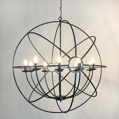 Orion 10 Light Black Spherical Chandelier