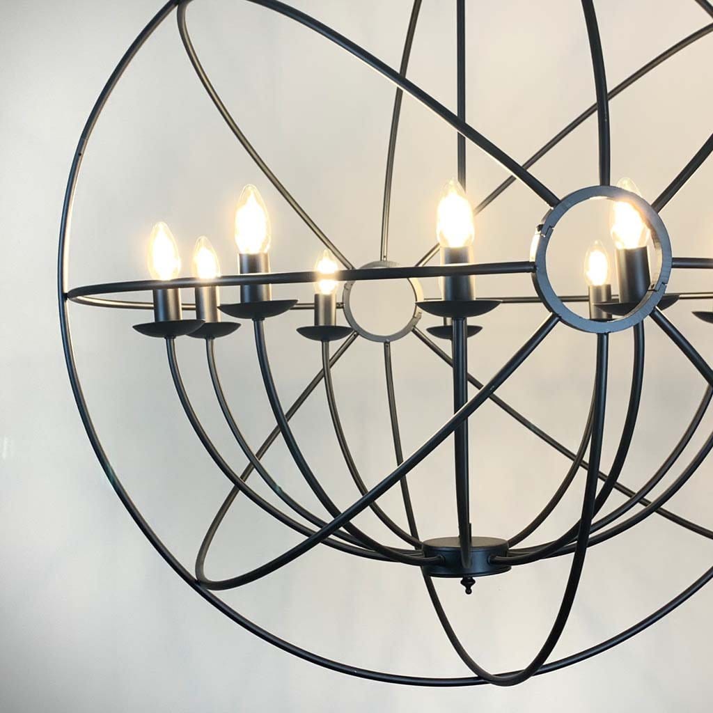 Orion 10 Light Black Spherical Chandelier